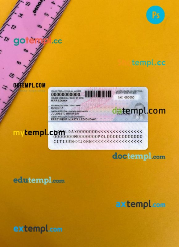 Poland ID card editable PSDs, scan and photo-realistic snapshot, 2019-present, 2 in 1 - Image 2