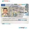 Spanish travel visa example in PSD format, with fonts