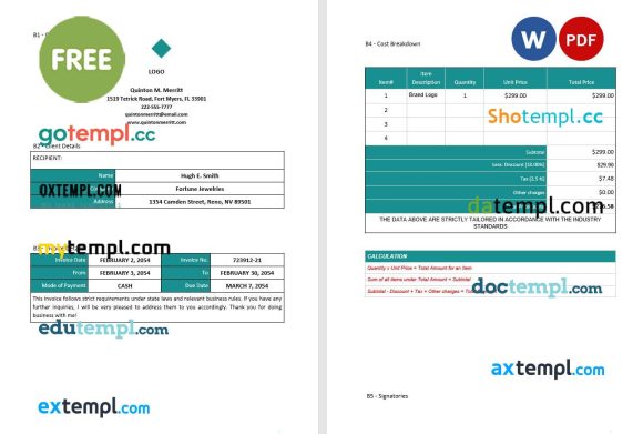 free download Sample Freelancer Invoice example in word and pdf format