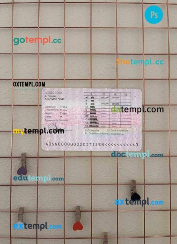 Senegal driving license PSD files, scan look and photographed image, 2 in 1 - Image 2