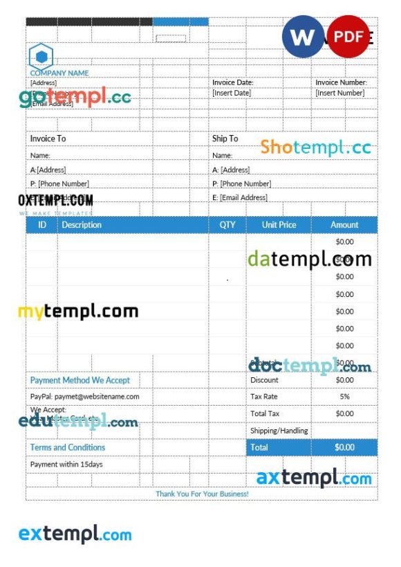 Simple Estimate Invoice example in word and pdf format