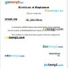 Slovakia ESET certificate of employment Word and PDF download template
