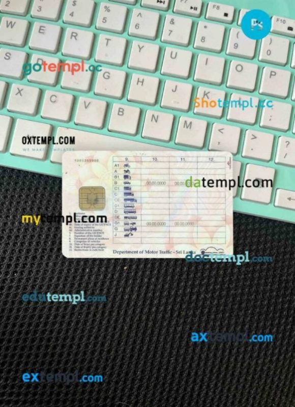 Sri Lanka driving license PSD files, scan look and photographed image, 2 in 1 - Image 2