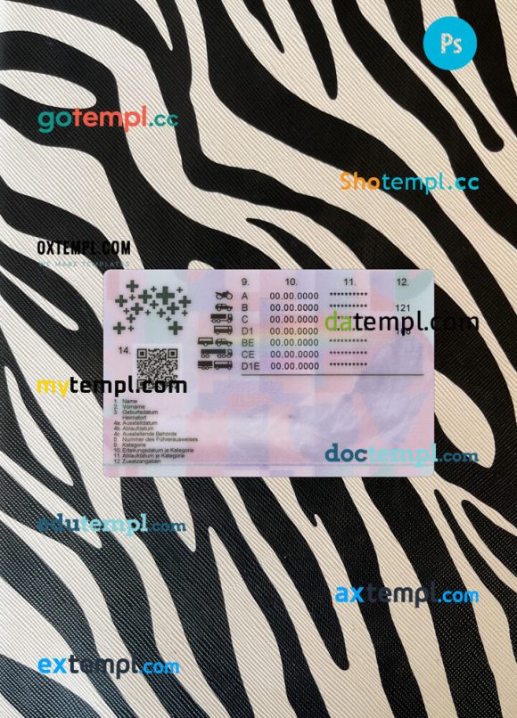 Switzerland driving license editable PSD files, scan look and photo-realistic look, 2 in 1, 2023-present - Image 2
