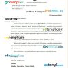 Turkmenistan Ashgabat International School certificate of employment Word and PDF download template