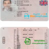 United Kingdom driver license download example in PSD Format, January 2021 - December 2021