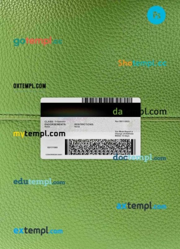 USA Arizona driving license editable PSD files, scan look and photo-realistic look, 2 in 1 (version 2), under 21 - Image 2