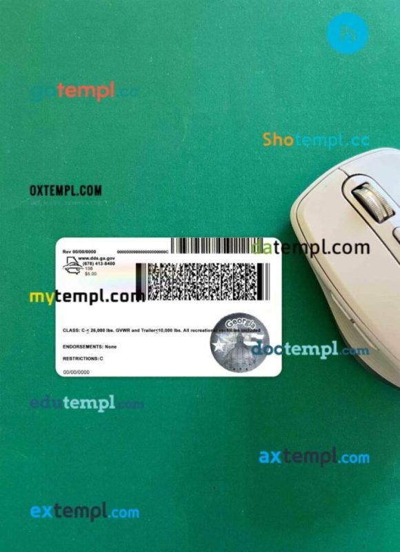 USA Georgia driving license PSD files, scan look and photographed image, 2 in 1 (2017-2019), under 21 - Image 2