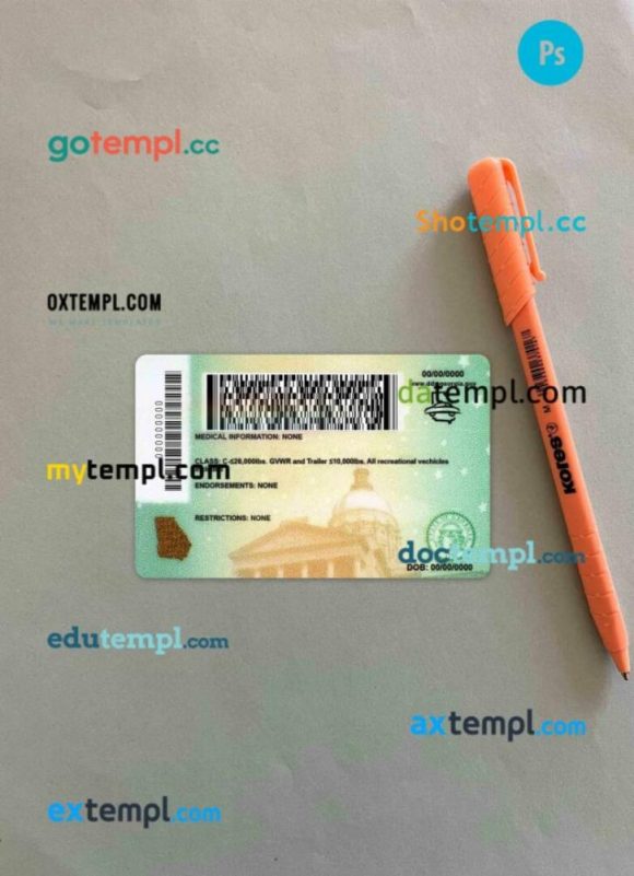 USA Georgia driving license editable PSD files, scan look and photo-realistic look, 2 in 1, under 21 - Image 2