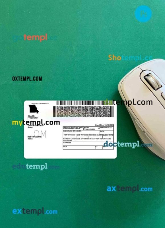 USA Missouri driving license PSD files, scan look and photographed image, 2 in 1, under 21 - Image 2
