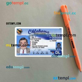 USA Oklahoma driving license editable PSD files, scan look and photo-realistic look, 2 in 1