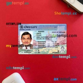 USA Oregon driving license editable PSD files, scan look and photo-realistic look, 2 in 1