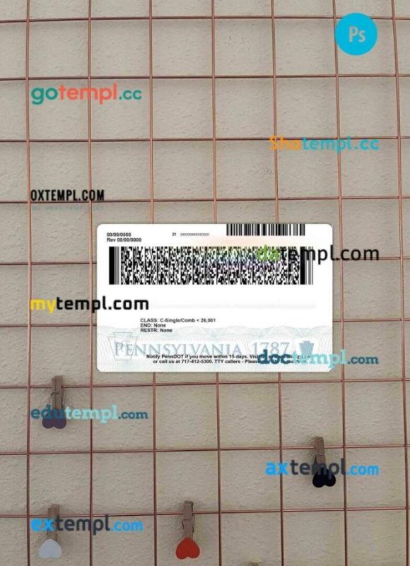 USA Pensylvania driving license PSD files, scan look and photographed image, 2 in 1 - Image 2