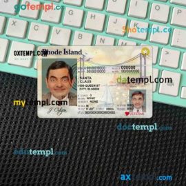 USA Rhode Island driving license editable PSD files, scan look and photo-realistic look, 2 in 1
