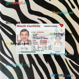 USA South Carolina state driving license editable PSD files, scan look and photo-realistic look, 2 in 1 (2020-present)