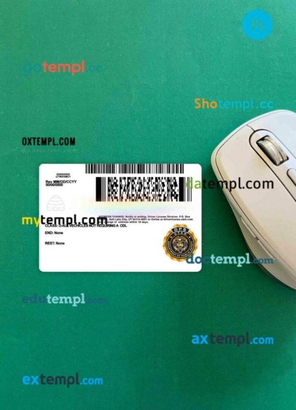 USA Utah driving license editable PSD files, scan look and photo-realistic look, 2 in 1 - Image 2