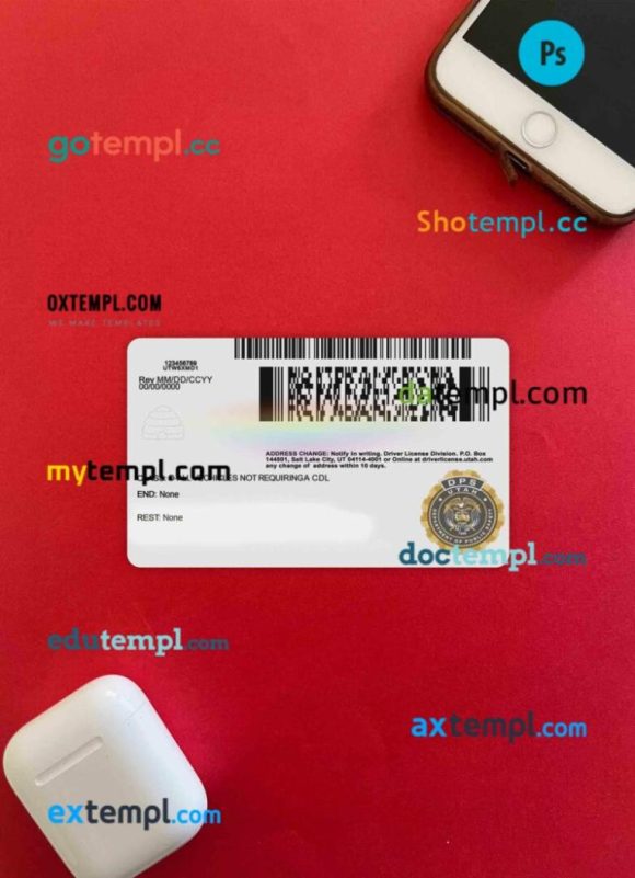 USA Utah driving license PSD files, scan look and photographed image, 2 in 1 (2021-present) - Image 2