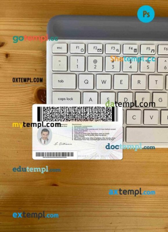 USA Virginia driving license editable PSD files, scan look and photo-realistic look, 2 in 1 - Image 2
