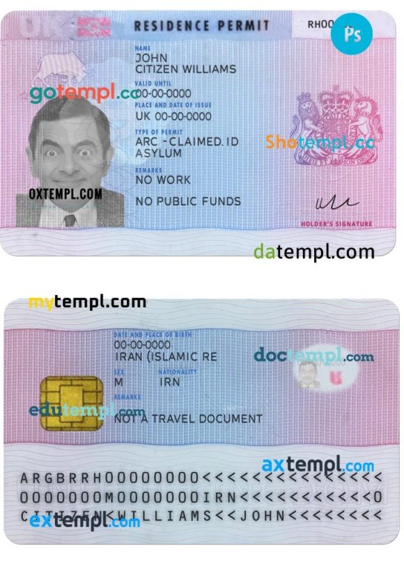 United Kingdom residence permit PSD example, version 2