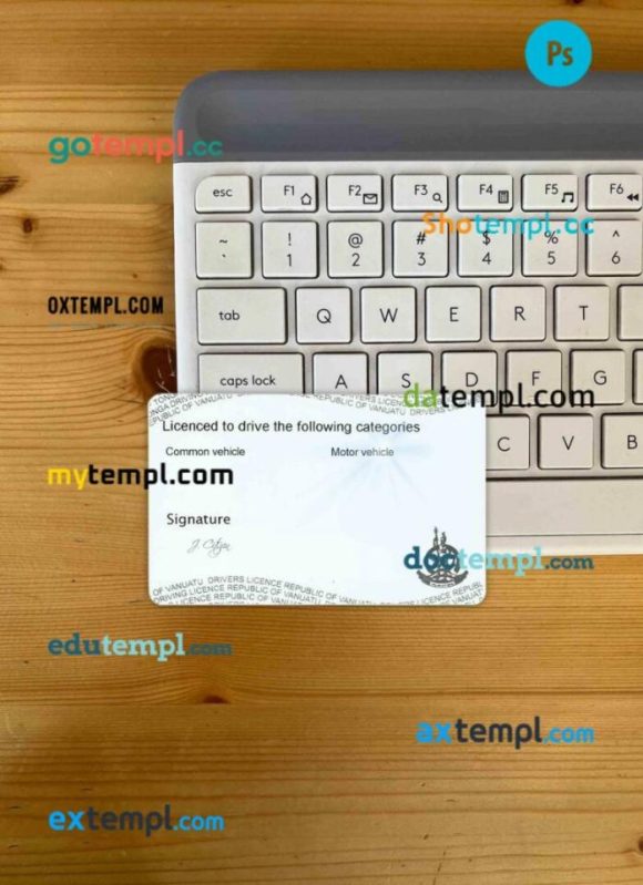 Vanuatu driving license PSD files, scan look and photographed image, 2 in 1 - Image 2