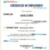 Vanuatu Financial Services Commission certificate of employment Word and PDF download template