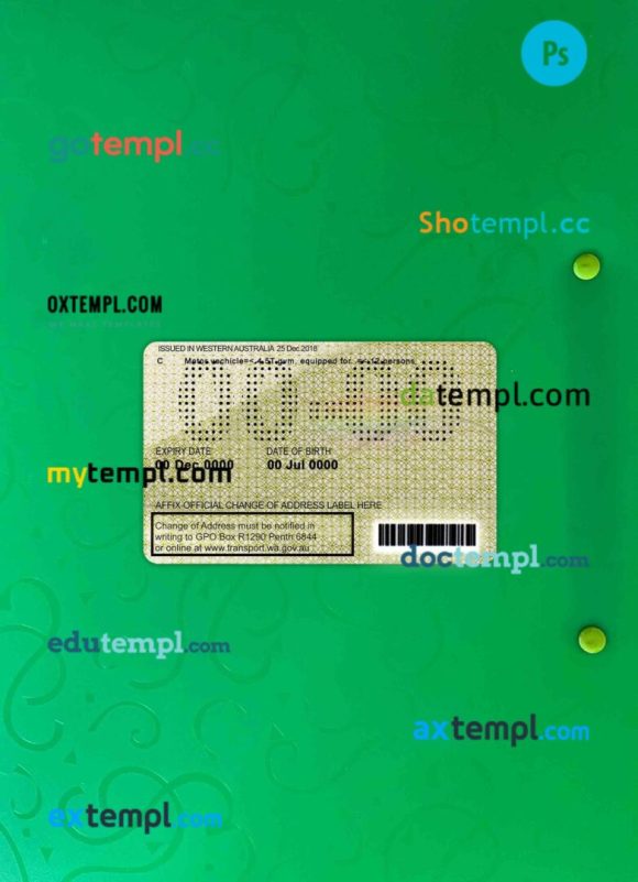 Western Australia driving license editable PSD files, scan look and photo-realistic look, 2 in 1 - Image 2