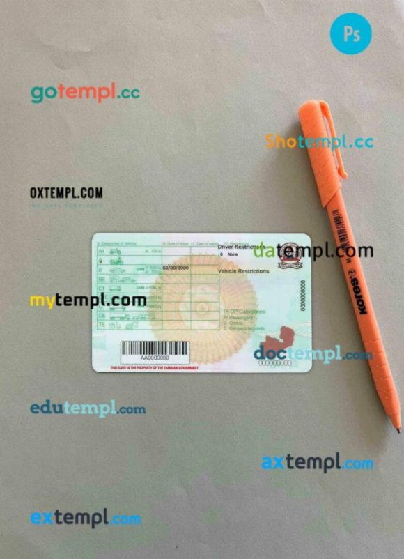 Zambia driving license PSD files, scan look and photographed image, 2 in 1 - Image 2