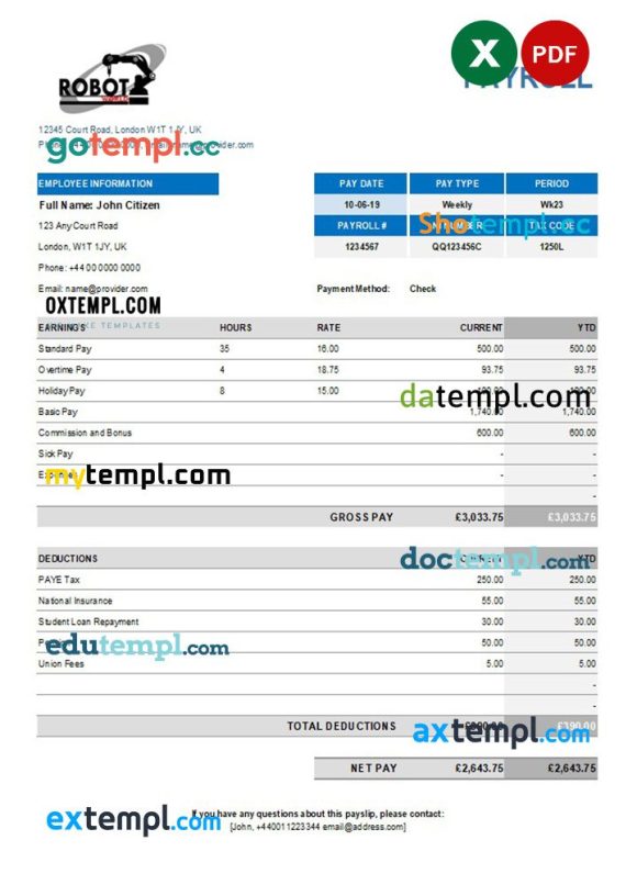 industrial robot company earning statement example in Excel and PDF formats