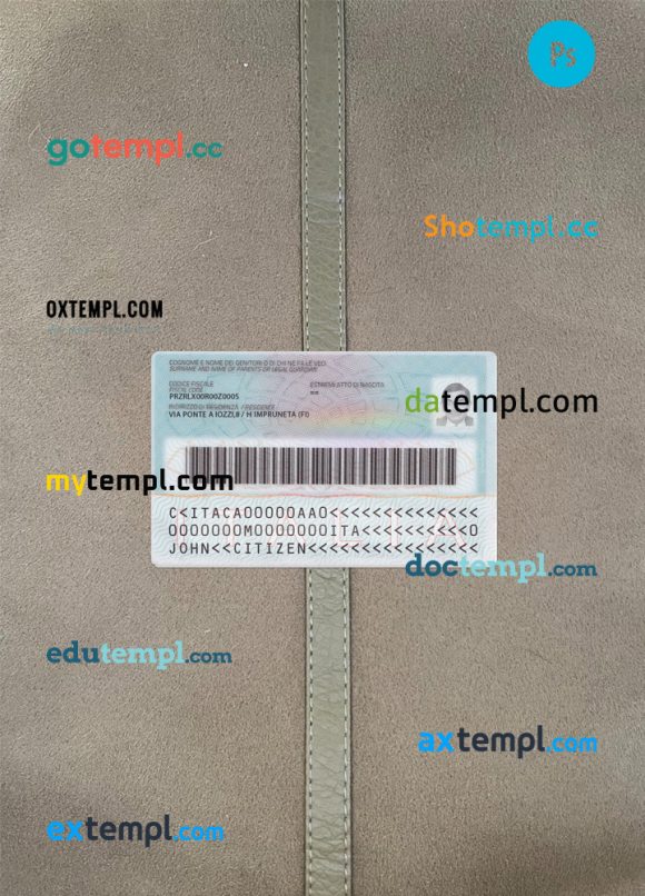 Italy ID card editable PSDs, scan and photo-realistic snapshot, 2016-present, version 2, 2 in 1 - Image 2